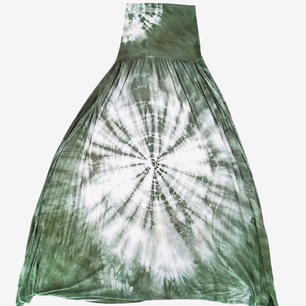 Side Slit Maxi Skirt W/ Sunburst Tie Dye Design Rayon Festival Boho Sexy Hippie